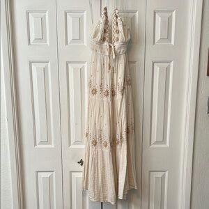 Free People Cream Ruffled Tiered Maxi Sundress